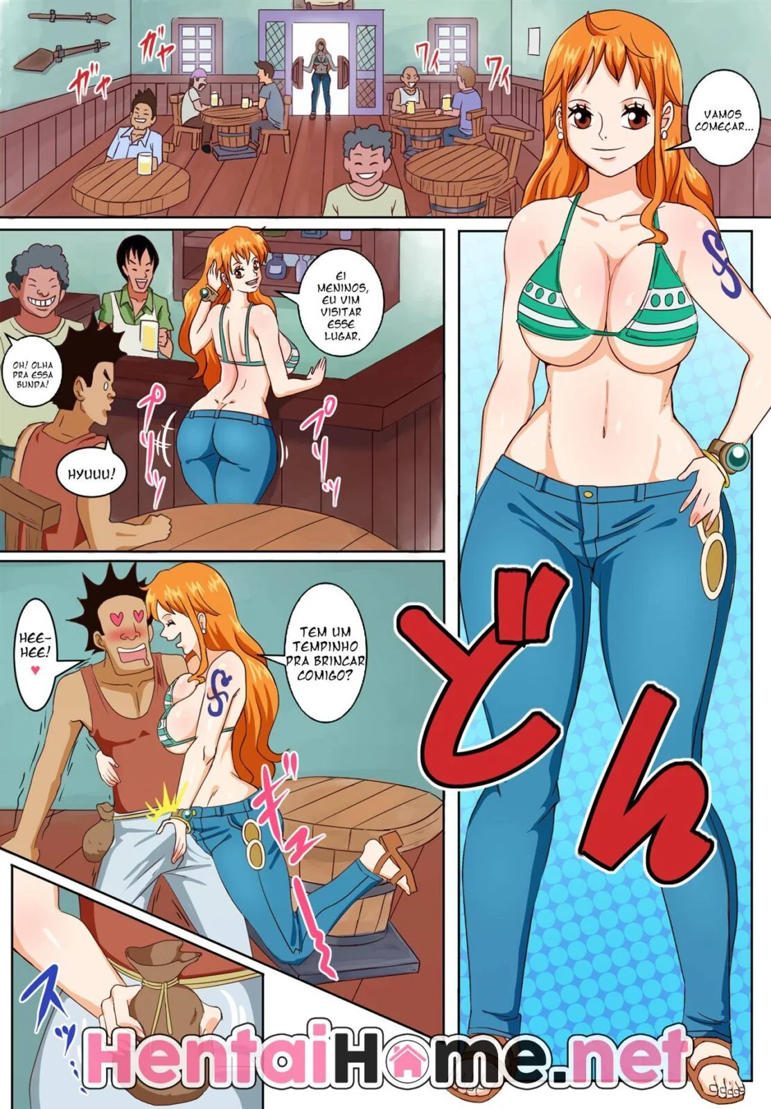 One piece Hentai de sexo – Nami e Robin em bar de marinheiros pervertidos