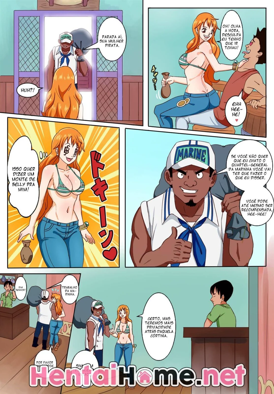 One piece Hentai de sexo – Nami e Robin em bar de marinheiros pervertidos