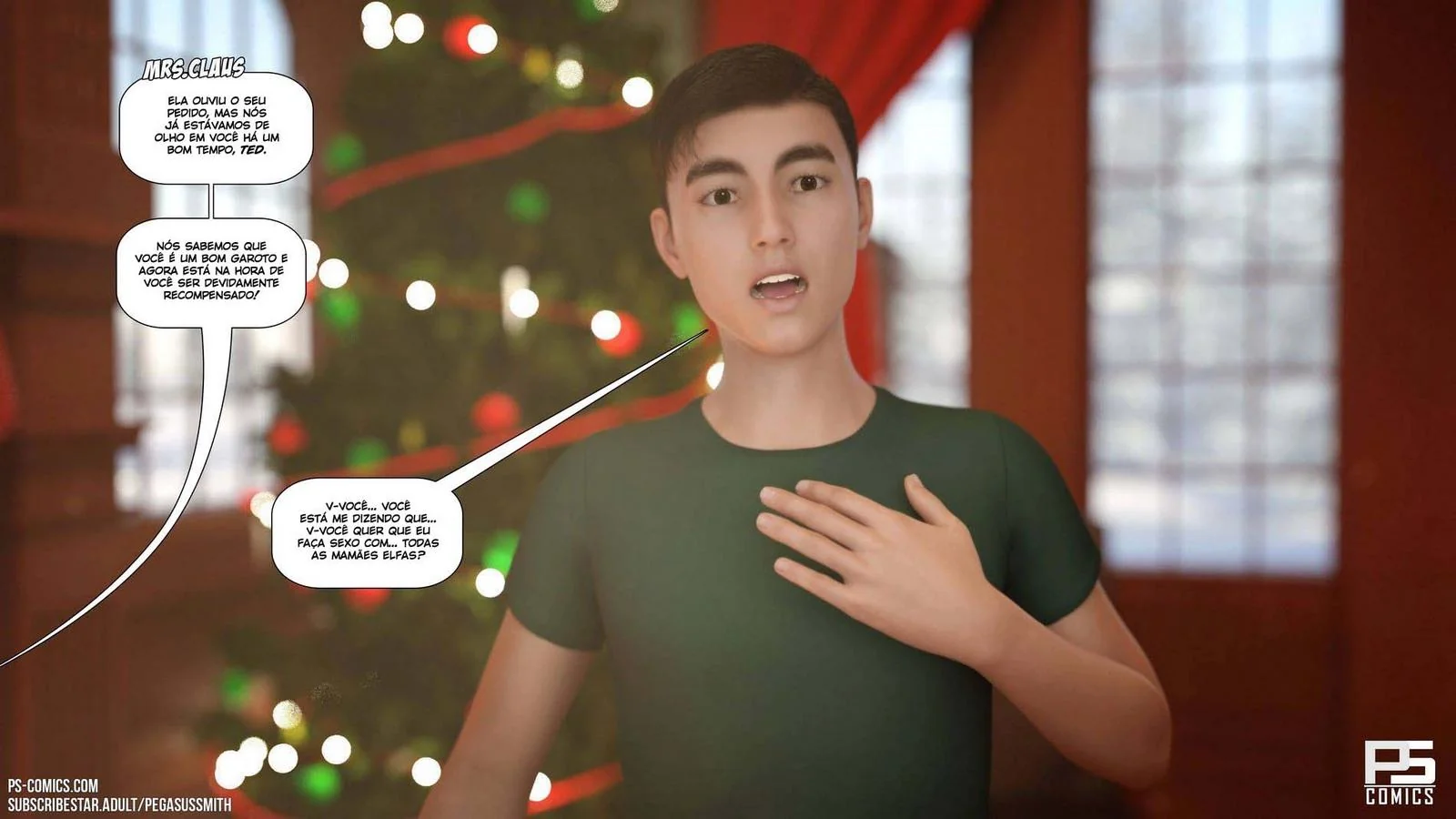 A Estrela Cadente do Desejo – Ted Encontra sua Piranha de Natal em um Hentai HQ Brasileiro