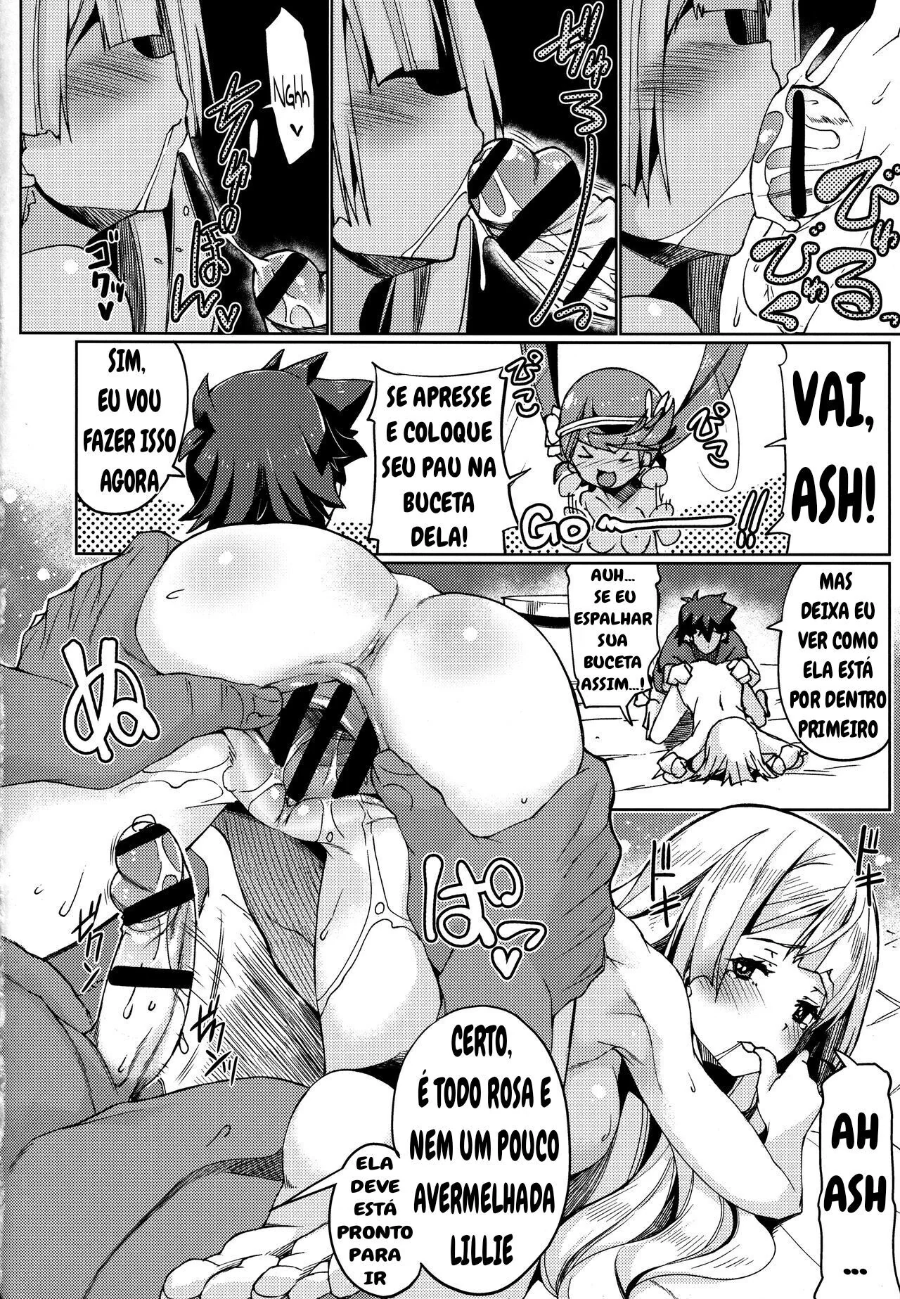 Ash Ketchum Detonando as Novinhas da Equipe Rocket: Lana e Lillie VL.2 em Hentai HQ Brasileiro