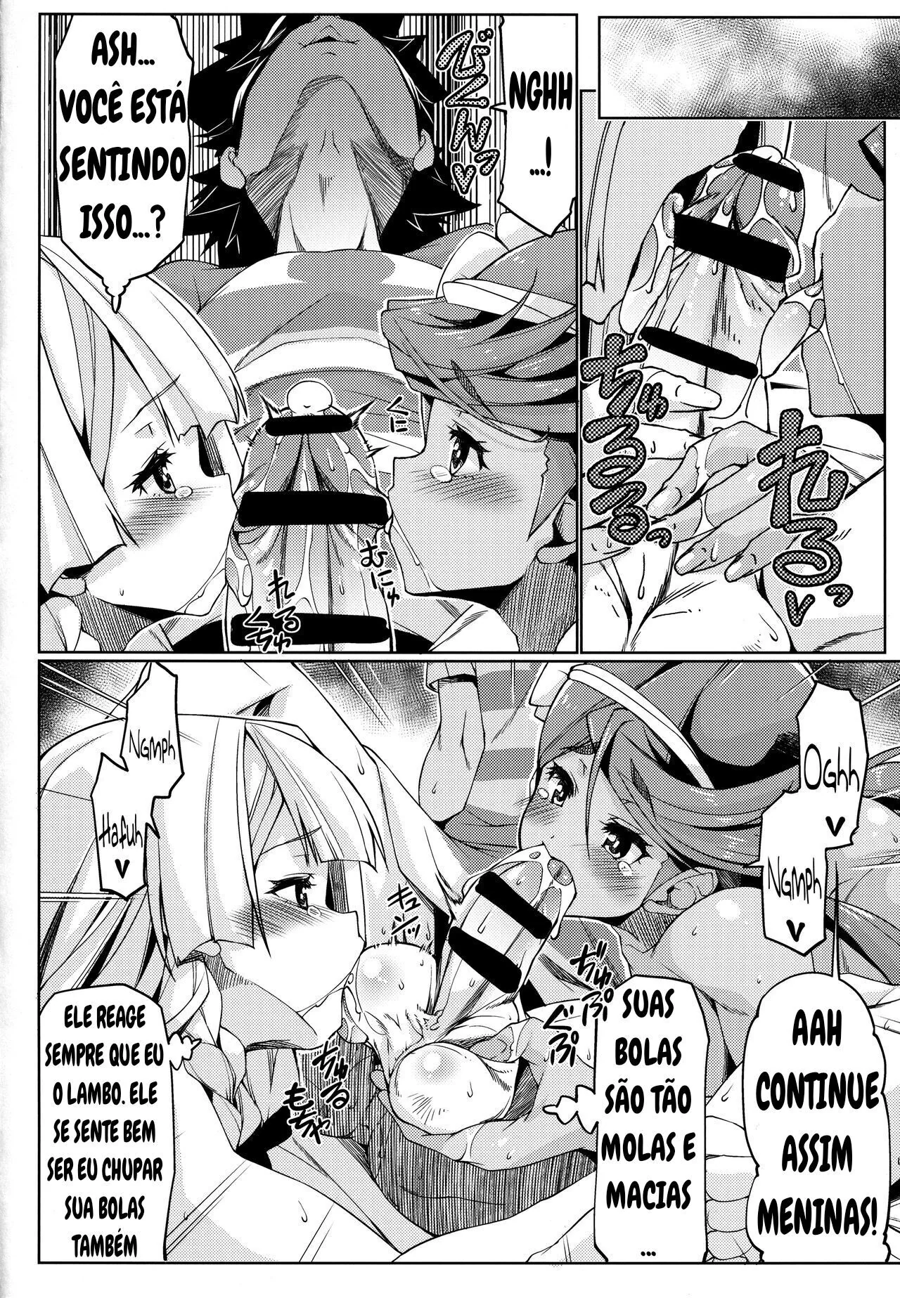 Ash Ketchum Detonando as Novinhas da Equipe Rocket: Lana e Lillie VL.2 em Hentai HQ Brasileiro