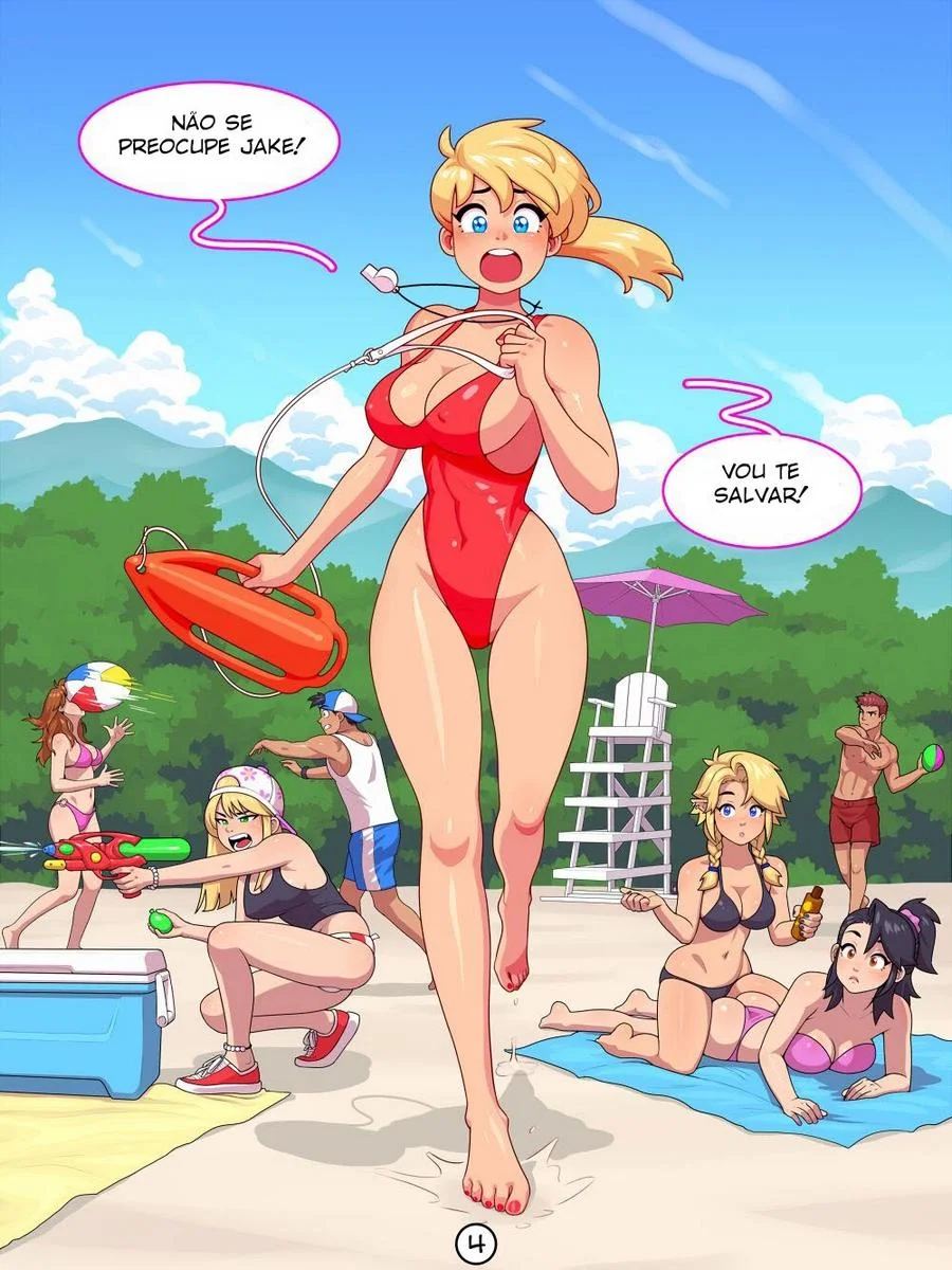Salva Vidas Gostosa: Wendy Dando uma Mãozinha para o Surfista Jake em Hentai HQ Brasileiro