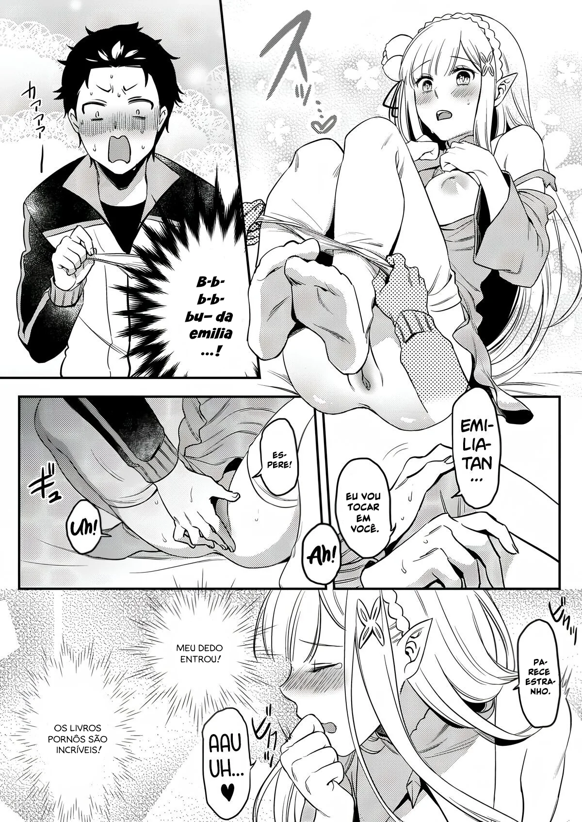 Re Zero Kara Hajimeru: Emilia descobre como os bebês são feitos com Subaru Natsuki” em Anime Hentai HQ Brasileiro