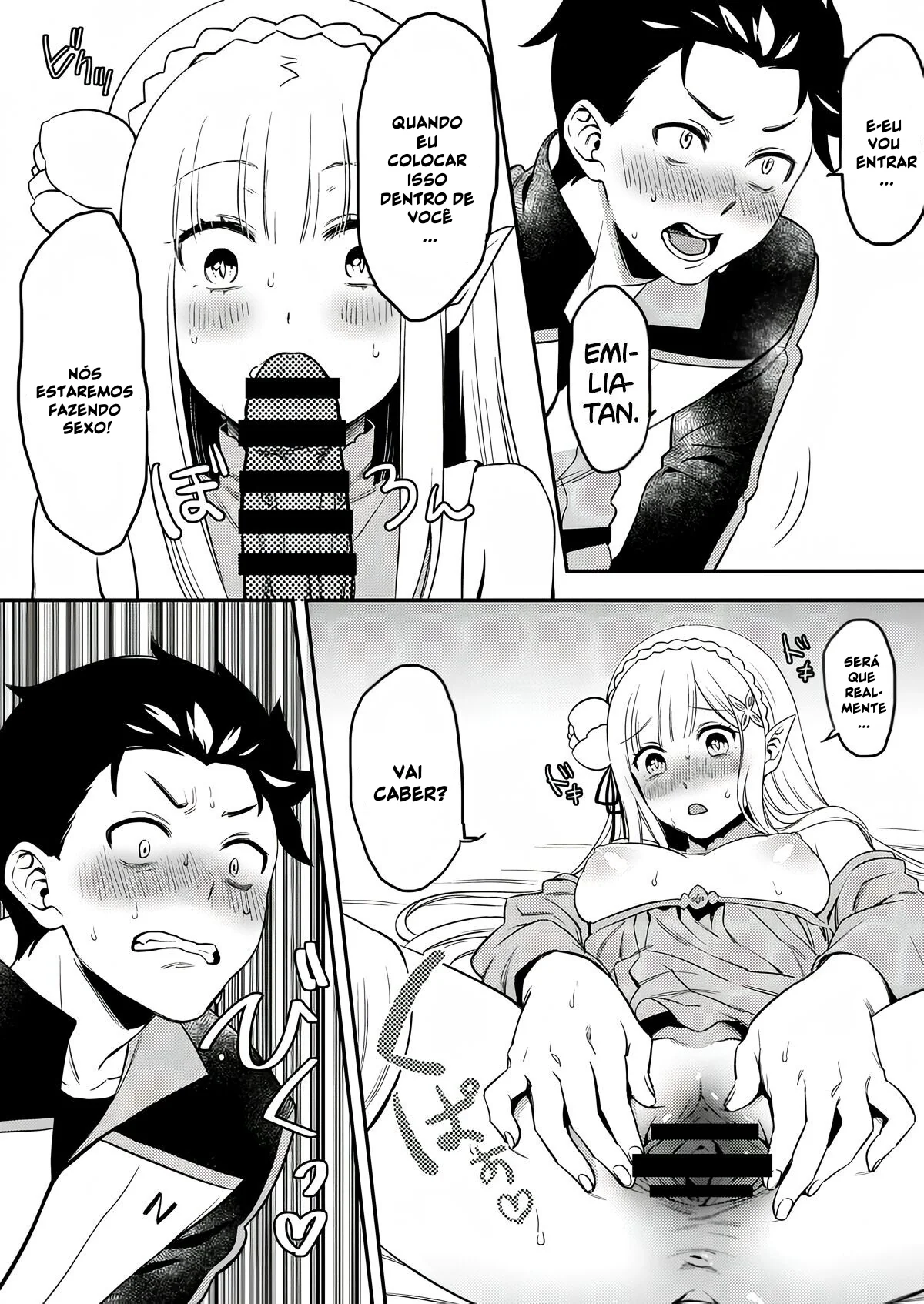 Re Zero Kara Hajimeru: Emilia descobre como os bebês são feitos com Subaru Natsuki” em Anime Hentai HQ Brasileiro