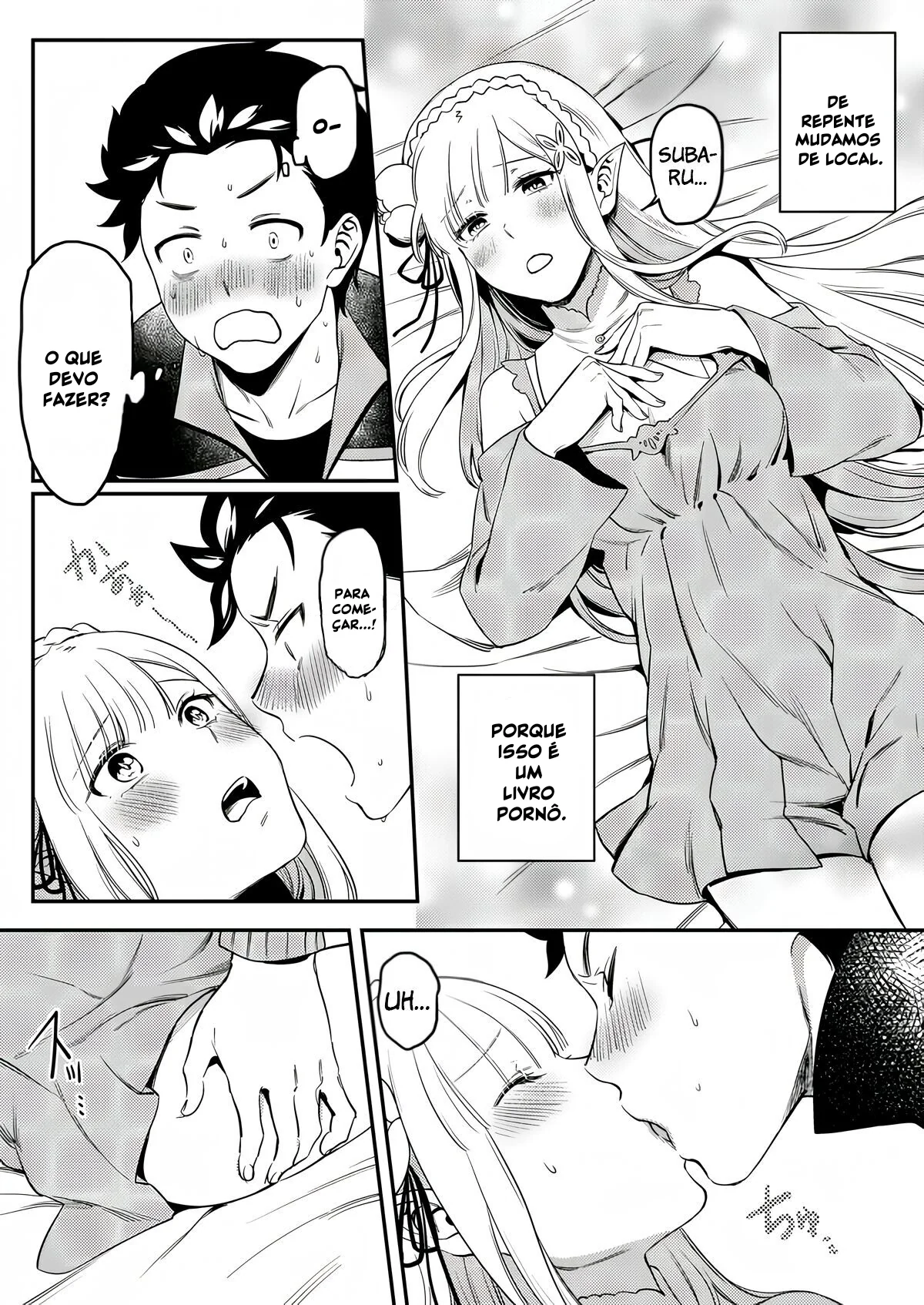 Re Zero Kara Hajimeru: Emilia descobre como os bebês são feitos com Subaru Natsuki” em Anime Hentai HQ Brasileiro