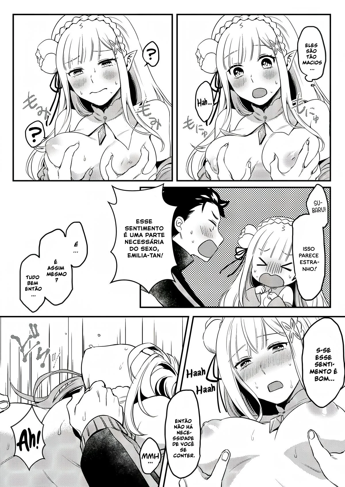 Re Zero Kara Hajimeru: Emilia descobre como os bebês são feitos com Subaru Natsuki” em Anime Hentai HQ Brasileiro