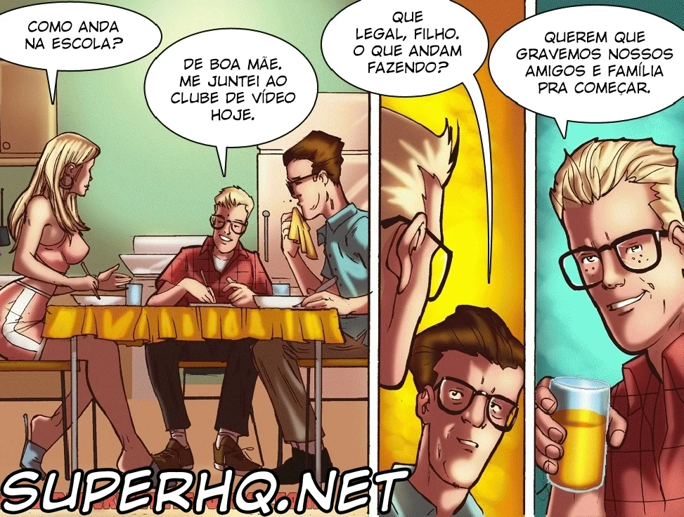 Nerd safado grava putaria no quarto dos pais com câmera espiã em hentai de incesto