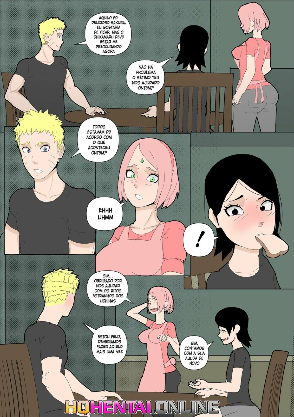 Sarada em busca do Mangekyo Sharingan: sexo com Naruto e sua mãe em Hentai HQ Brasileiro
