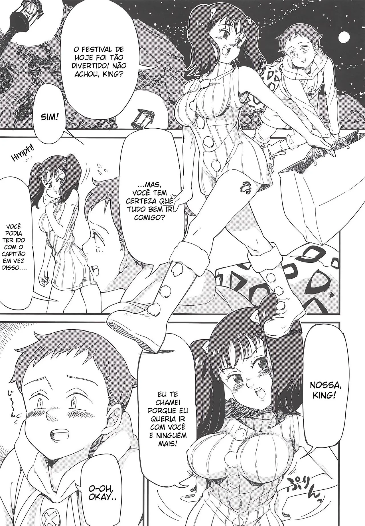 Diane, a piranha dos peitões, satisfazendo uma piroca gigante em Nanatsu no Taizai Hentai HQ Brasileiro