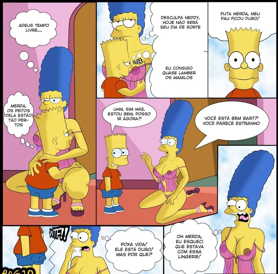 Bart arrombando a baiseira bucetuda da Marge em Simpsons Hentai HQ Brasileiro