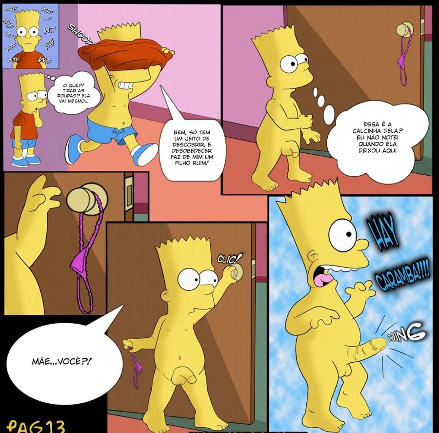 Bart arrombando a baiseira bucetuda da Marge em Simpsons Hentai HQ Brasileiro