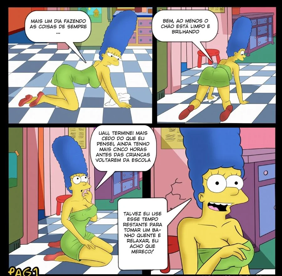 Bart arrombando a baiseira bucetuda da Marge em Simpsons Hentai HQ Brasileiro