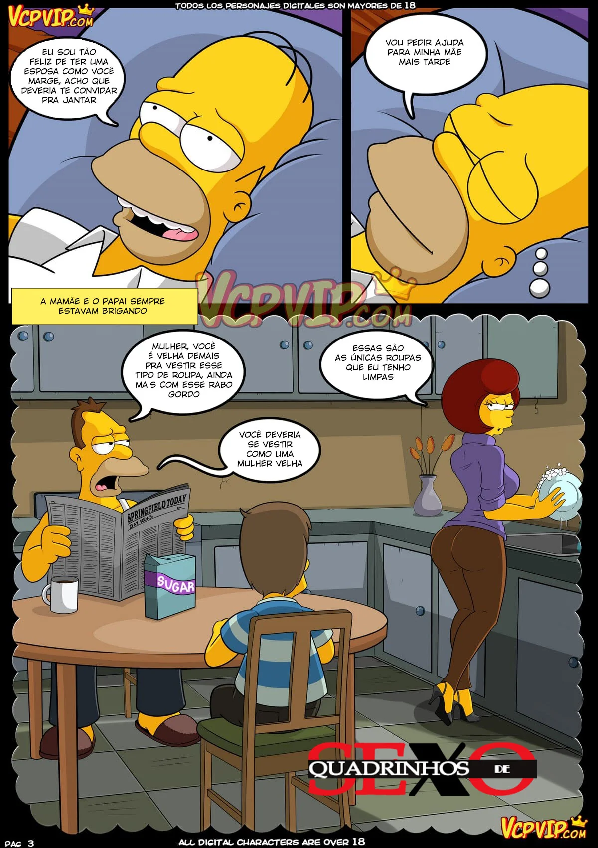 O Sonho Pervertido de Homer – Piranha da Marge na Piroca do Bart em Simpsons Porno HQ Brasileiro