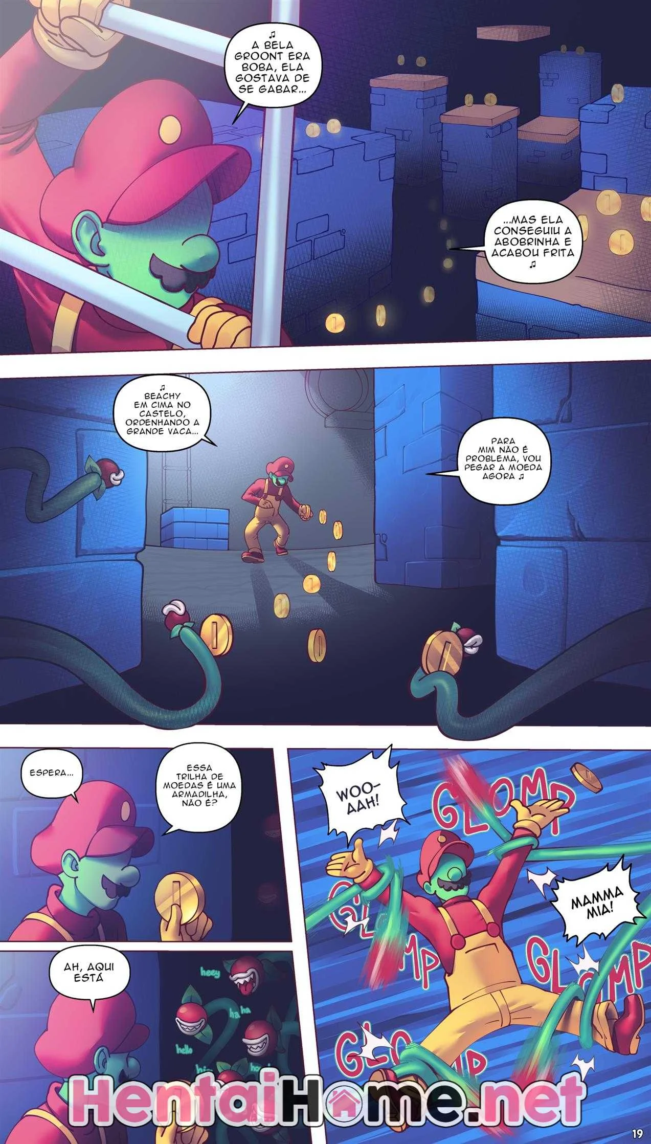 Super Mario arrombando a buceta da Princesa Peach em Hentai HQ!