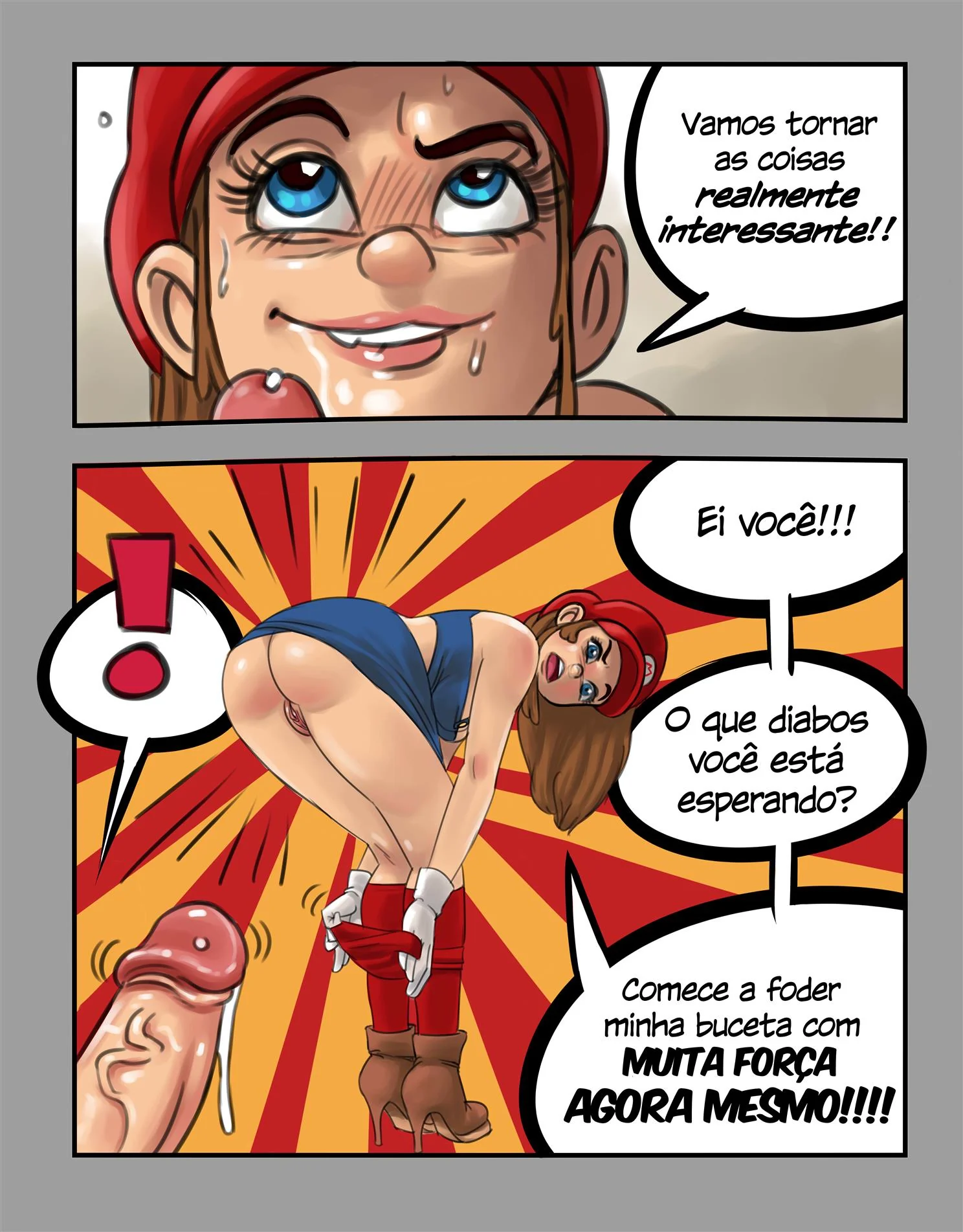 Super Mario Pornô: Transformação de Mario em Gostosa Excitada em Quadrinhos de Sexo