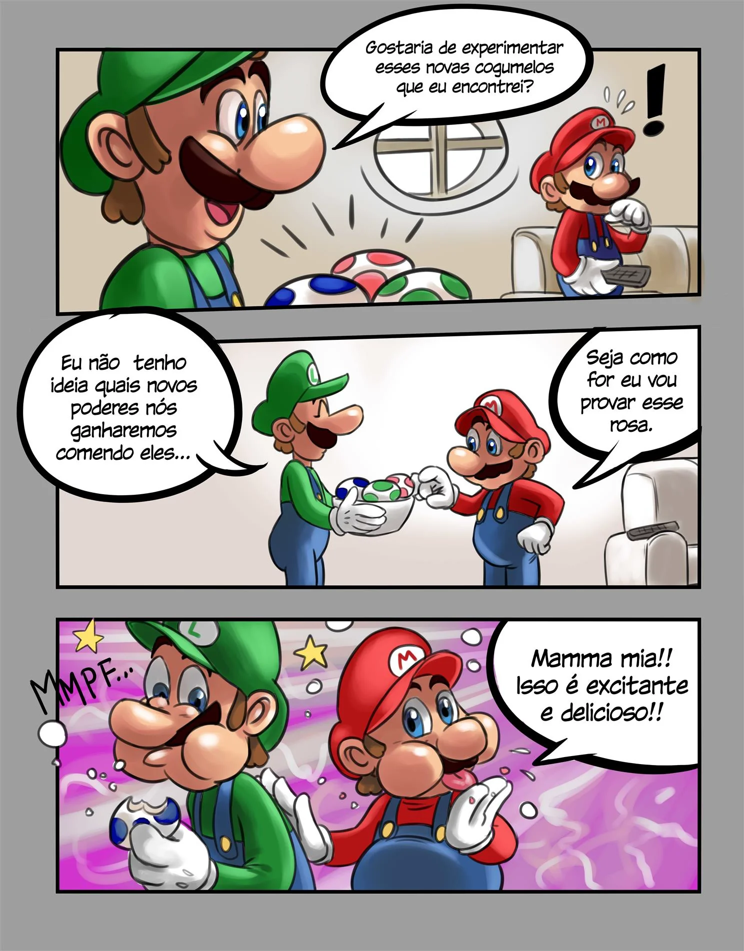 Super Mario Pornô: Transformação de Mario em Gostosa Excitada em Quadrinhos de Sexo
