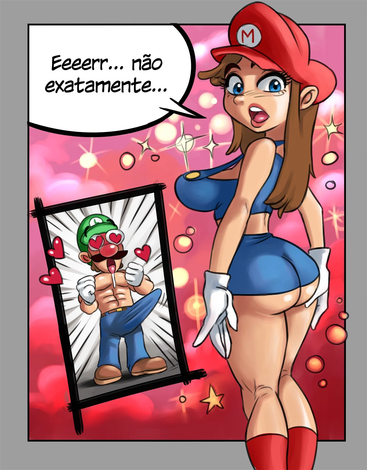 Super Mario Pornô: Transformação de Mario em Gostosa Excitada em Quadrinhos de Sexo