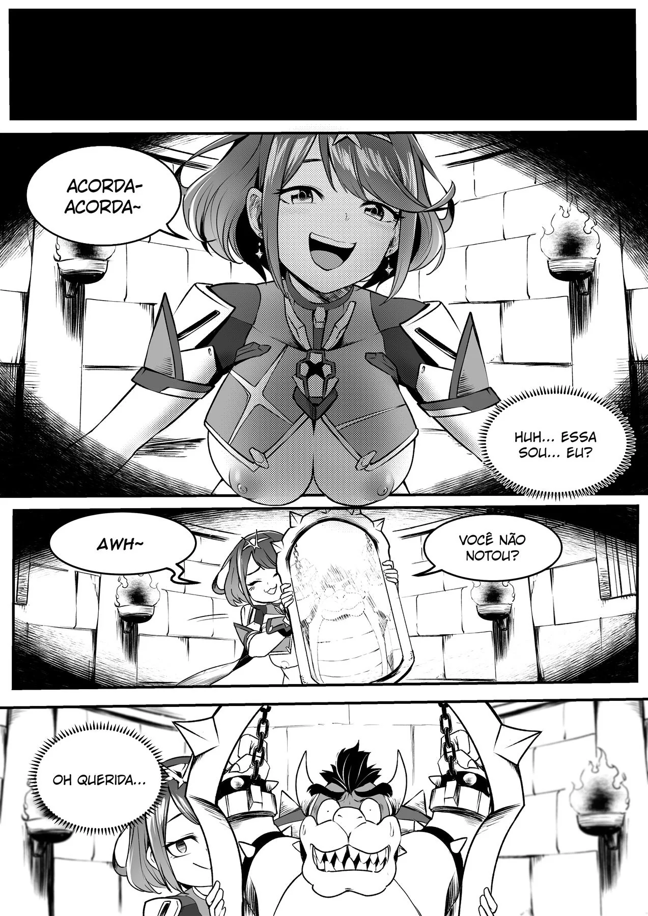 Troca de Corpos: Bayonetta X Bowser X Mythra e Pyra em Hentai HQ Brasileiro