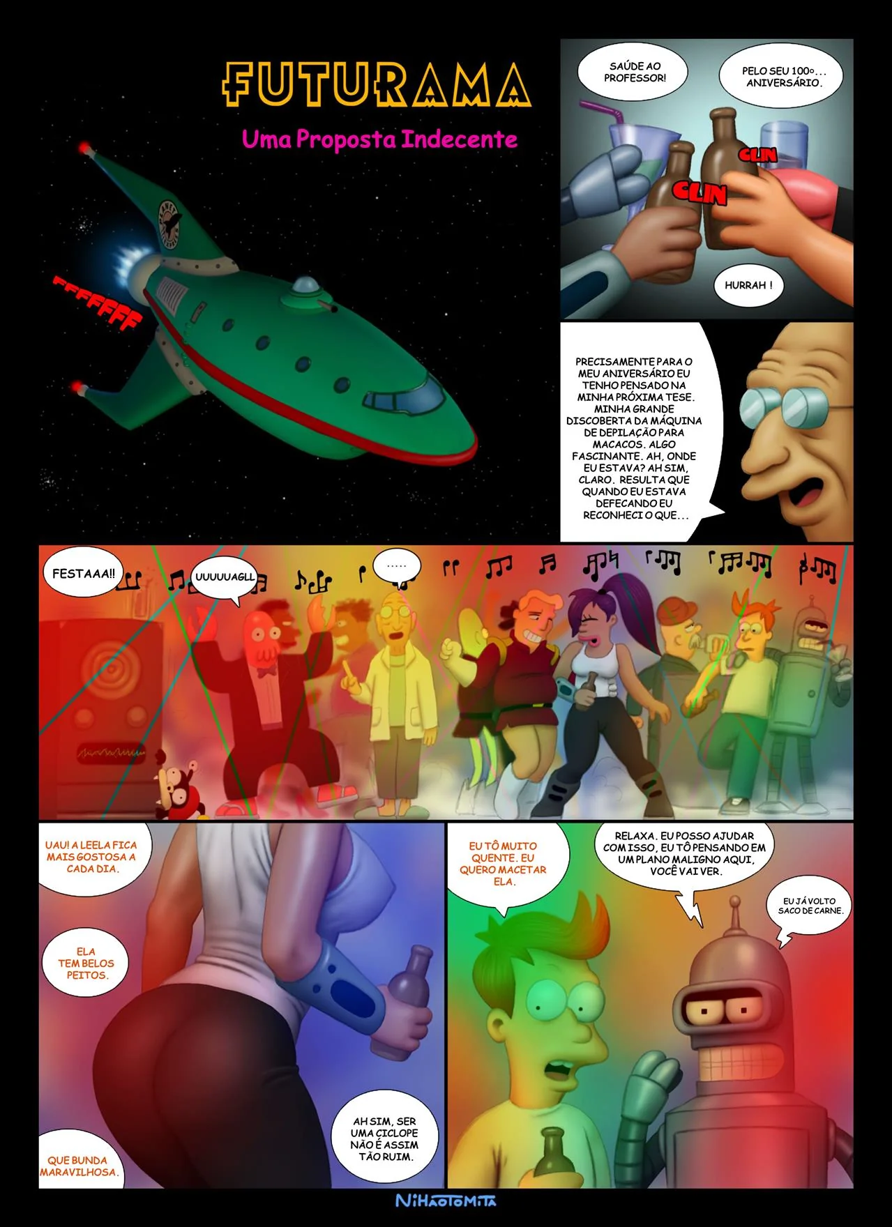 Bender arma plano para Fray conquistar a buceta da Leela em hentai HQ brasileiro