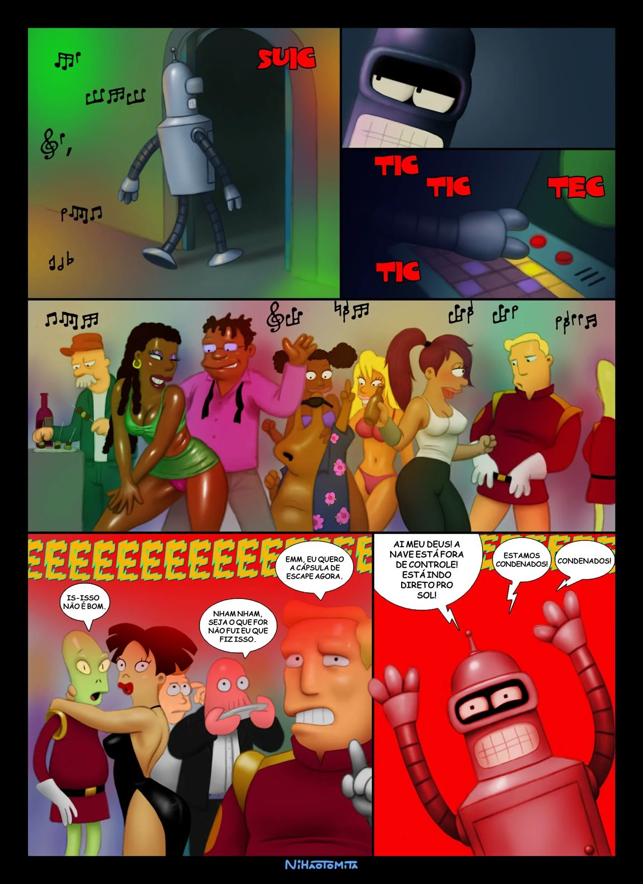 Bender arma plano para Fray conquistar a buceta da Leela em hentai HQ brasileiro