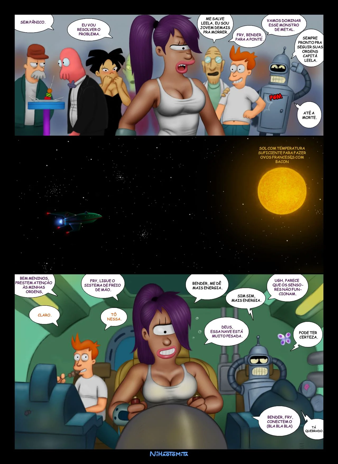 Bender arma plano para Fray conquistar a buceta da Leela em hentai HQ brasileiro