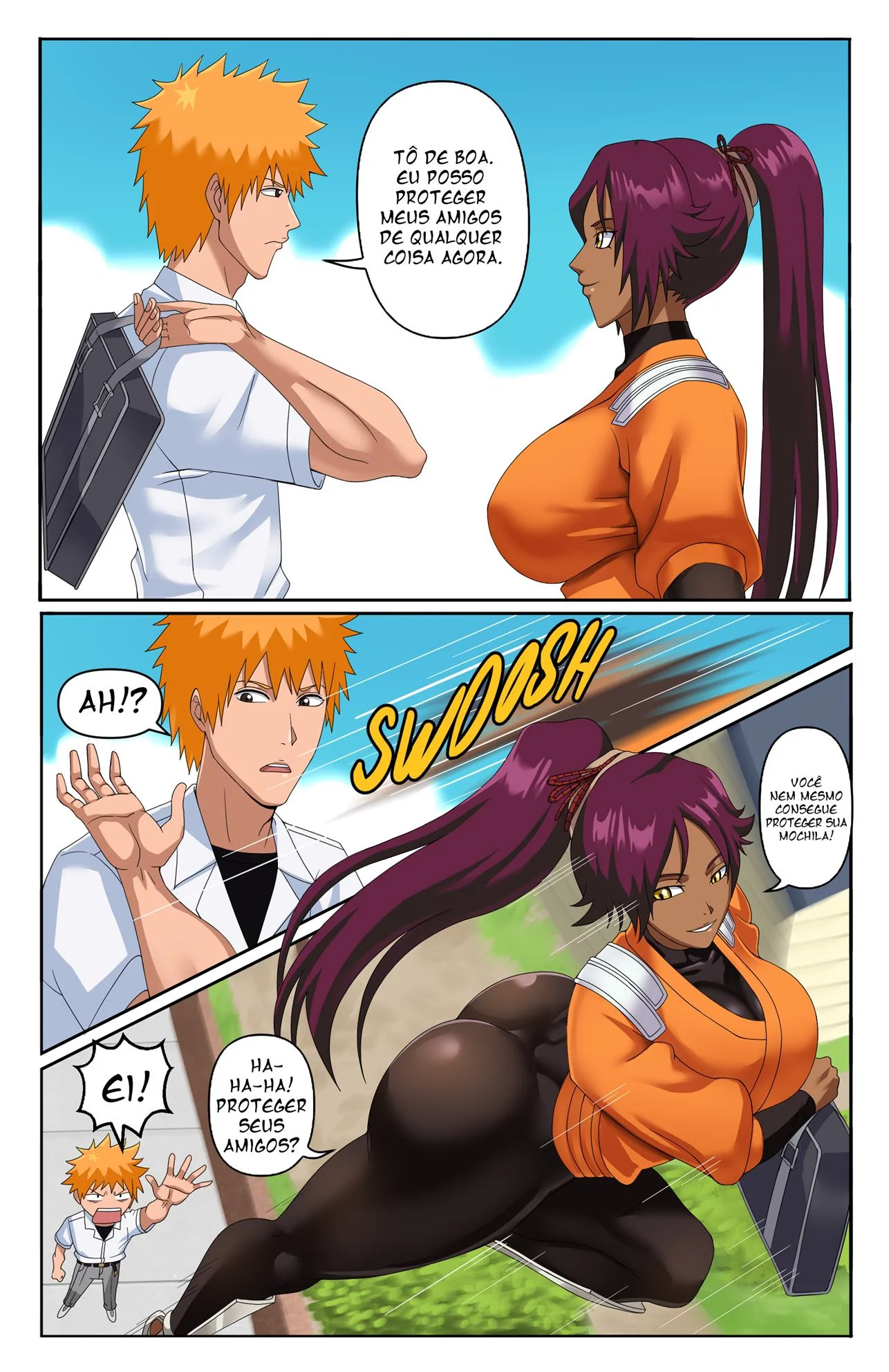 Ichigo e Yoruichi: A Peituda Safada do Manga Hentai HQ Brasileiro