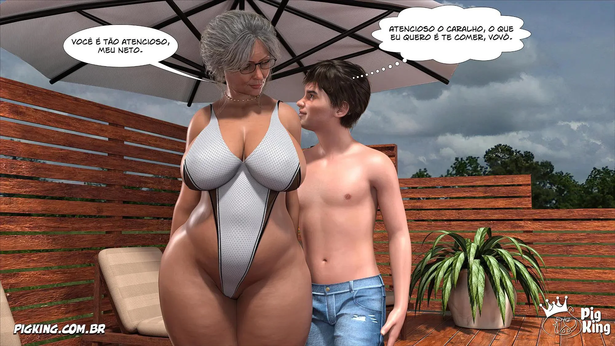 Suruba com a Mãe e a Tia Ana na Piscina – Hentai 3D Insaciável em HQ Brasileiro