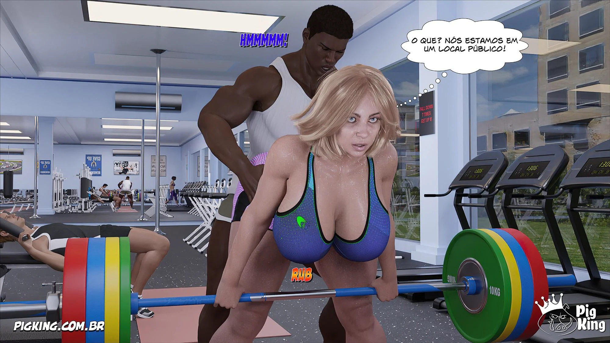 MILF tarada seduz tarados na academia e acaba transando com o filhão – Hentai HQ Brasileiro