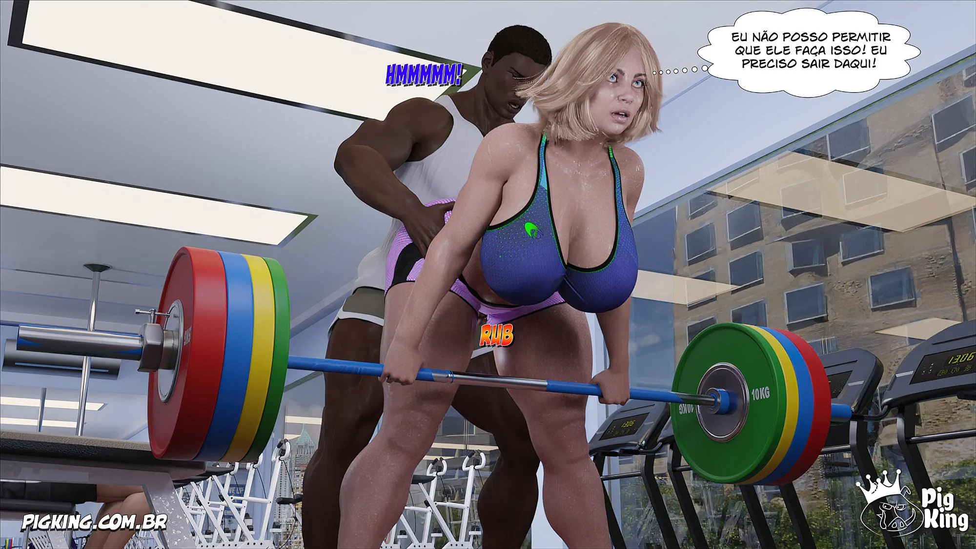MILF tarada seduz tarados na academia e acaba transando com o filhão – Hentai HQ Brasileiro