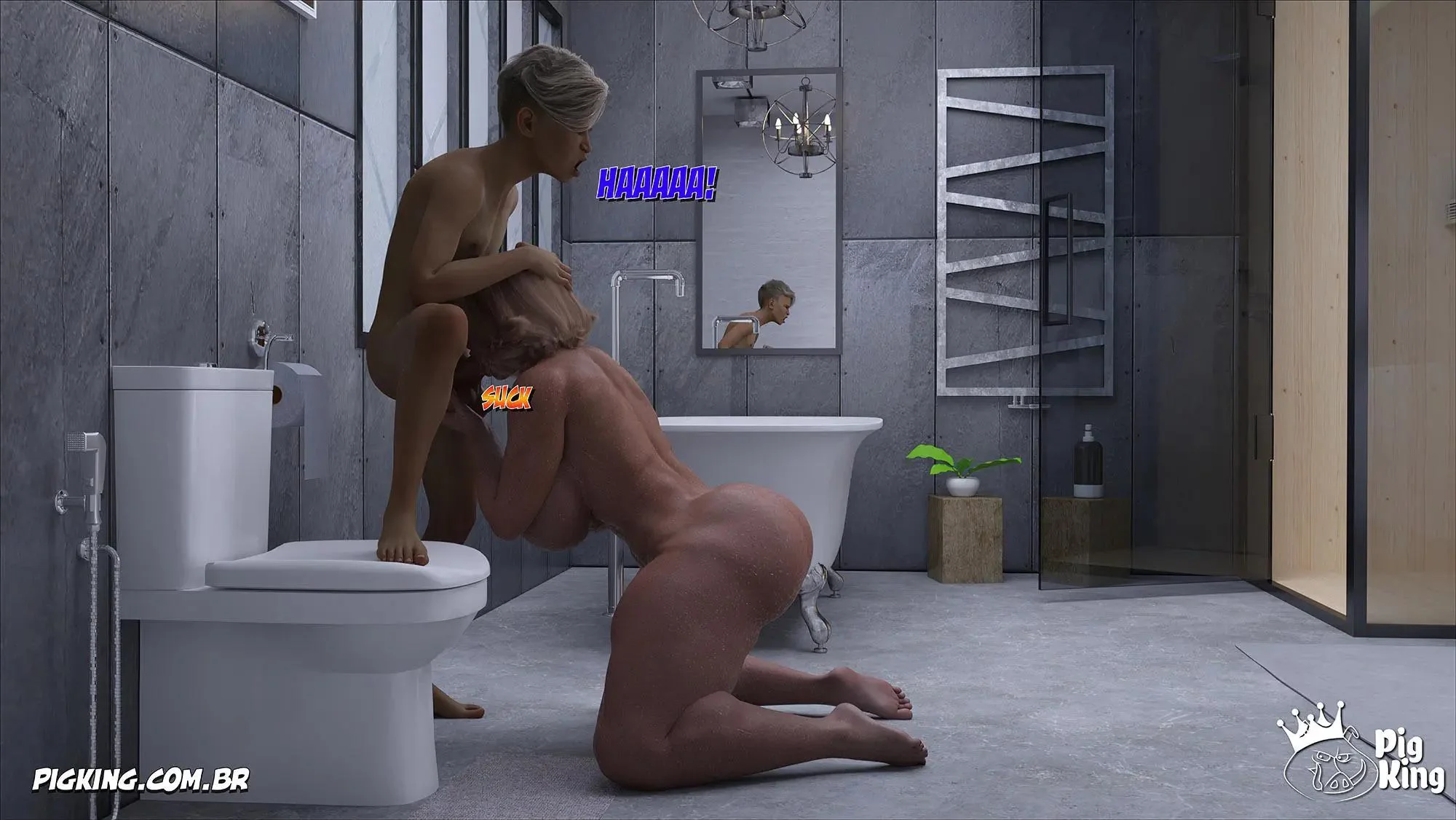 Louise e seu Filho no Banheiro: Pica no Cu em Hentai Incesto” em HQ Brasileiro